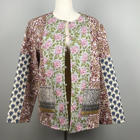 Zara Quilted Floral Patchwork Reversible Jacket SZ M - Picture 1 of 12